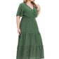 Plus Size Polka Dot V-Neck Boho Maxi Dress