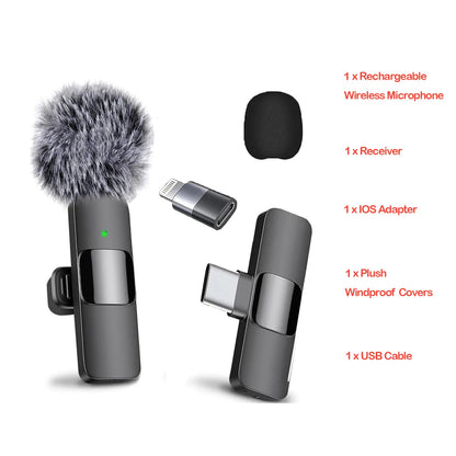 Wireless Lavalier Microphone for iPhone & Android – Crystal Clear Sound, Mic Kit