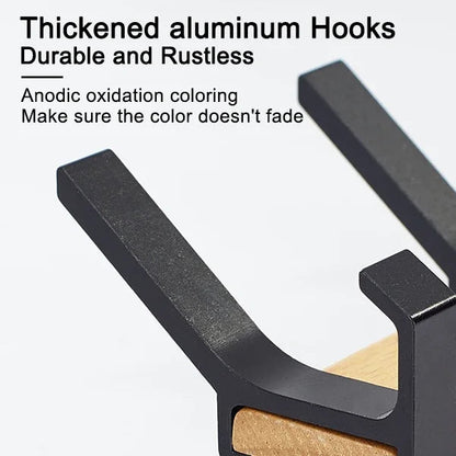 Nordic Wall Mounted Wooden Coat Rack with 5 Movable Hooks Ideal for Coats