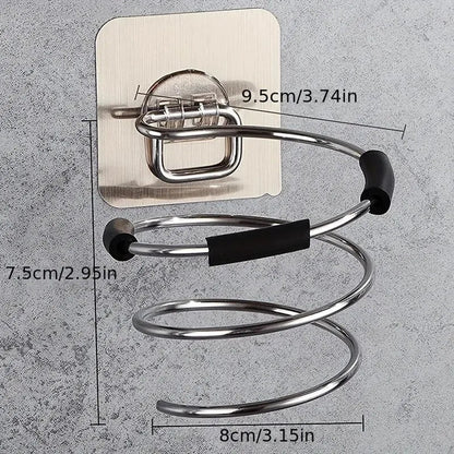 No-Drill Wall-Mounted Stainless Steel Hair Dryer Holder Dealprice.co.uk