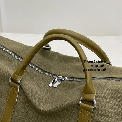 Large Capacity Canvas Travel Duffel – Foldable, Durable & Unisex Shoulder Bag