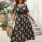 Plus Size Boho Floral Maxi Dress – Elegant Square Neck | Knot Front