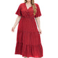 Plus Size Polka Dot V-Neck Boho Maxi Dress