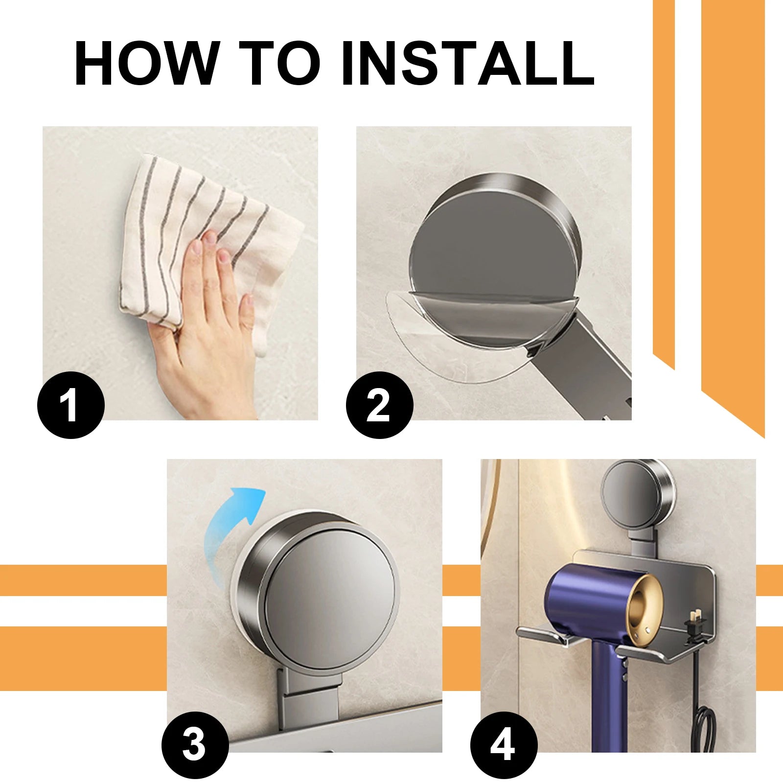 Wall-Mounted Hair Dryer Holder – Aluminium Cradle Stand Dealprice.co.uk