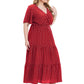 Plus Size Polka Dot V-Neck Boho Maxi Dress
