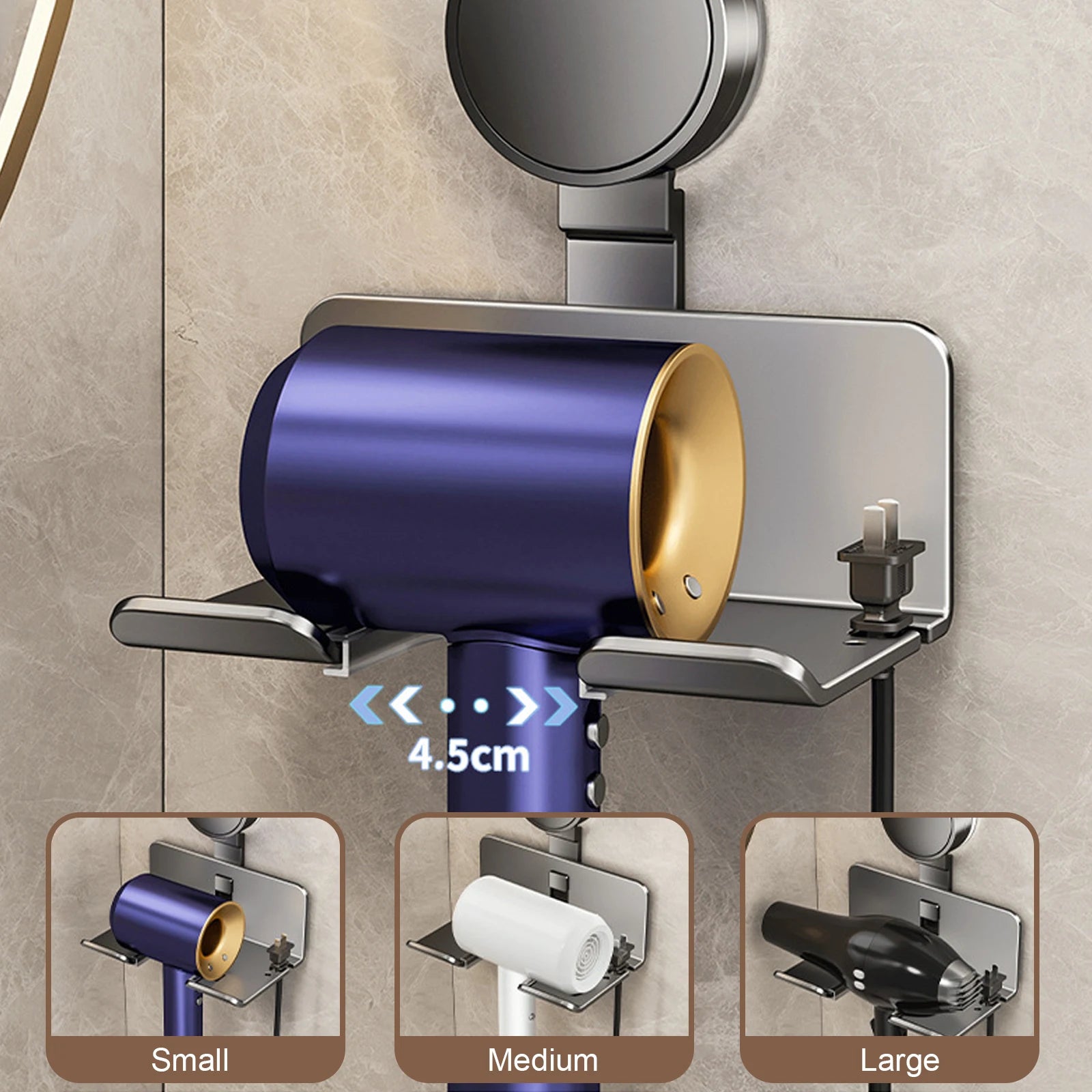 Wall-Mounted Hair Dryer Holder – Aluminium Cradle Stand Dealprice.co.uk