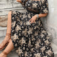 Plus Size Boho Floral Maxi Dress – Elegant Square Neck | Knot Front