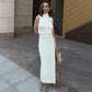 Elegant Knitted Two-Piece Set – Sleeveless Turtleneck Vest & High Waist Skirt