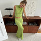 Elegant Knitted Two-Piece Set – Sleeveless Turtleneck Vest & High Waist Skirt