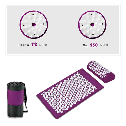 Acupressure Yoga Mat and Pillow Set for Back Pain Relief & Stress – Massage Spike Mat