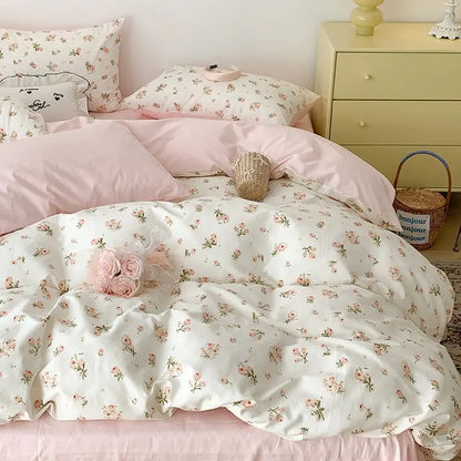 Pink Floral Duvet Cover Bedding Set – Ultra Soft Comfort Microfiber Bed cover