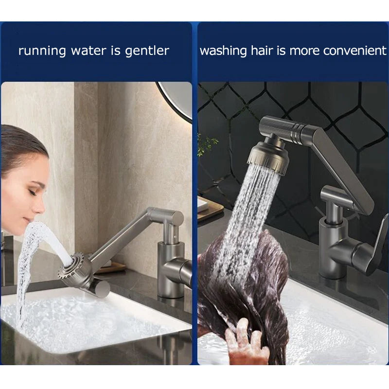 Rotating Robotic Arm Bathroom Tap –  360° Swivel Mixer Faucet for Basin & Sink