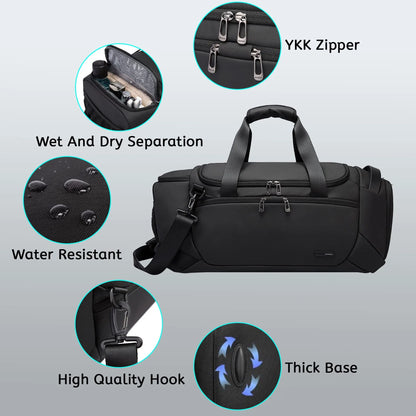 Men's Waterproof Gym Duffel Bag –  Bag with Shoe Compartment, Wet/Dry Separation