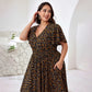 Plus Size Boho Floral Maxi Dress with Pockets