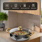 Stainless steel pot on a stove with kitchen background