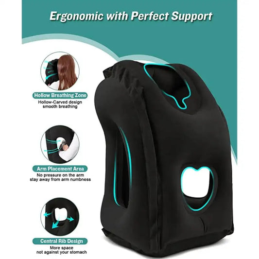 Inflatable Travel Sleeping Bag & Neck Pillow – Portable Cushion for Airplane, Train & Outdoor Travel Dealprice.co.uk