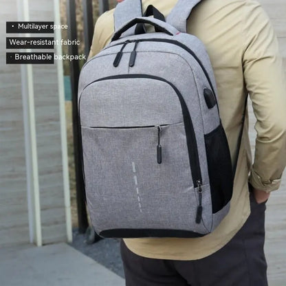Large Capacity Travel Backpack Oxford Fabric Laptop Bag with USB Charging Port