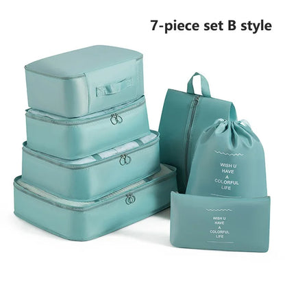 7PCS Travel Organizer Set – Packing Cubes for Clothes, Shoes & Luggage