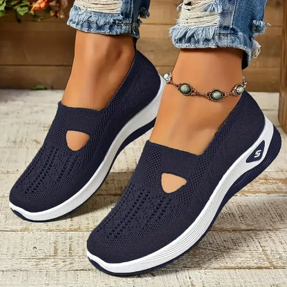Casual Women's Breathable Hollow-Out Flats – Soft Sole Fashion Walking Sneakers