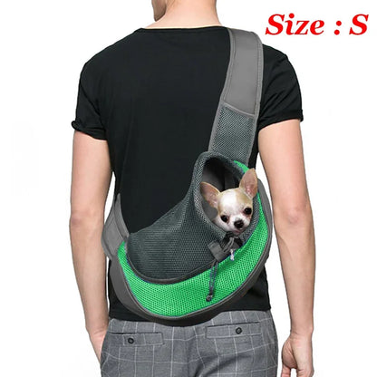 Dog Sling Carrier Backpack – Breathable Mesh Crossbody Bag for Dogs & Cats