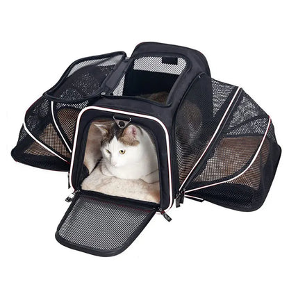 Portable Foldable Pet Carrier Bag – Breathable Travel Backpack for Cats & Small Dogs