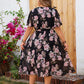 Plus Size Boho Floral Butterfly Sleeve Belted Dress