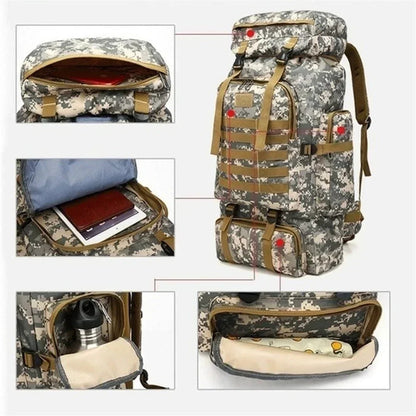 80L/100L Tactical Mountaineering Backpack – Large Capacity Hiking & Camping Bag Dealprice.co.uk