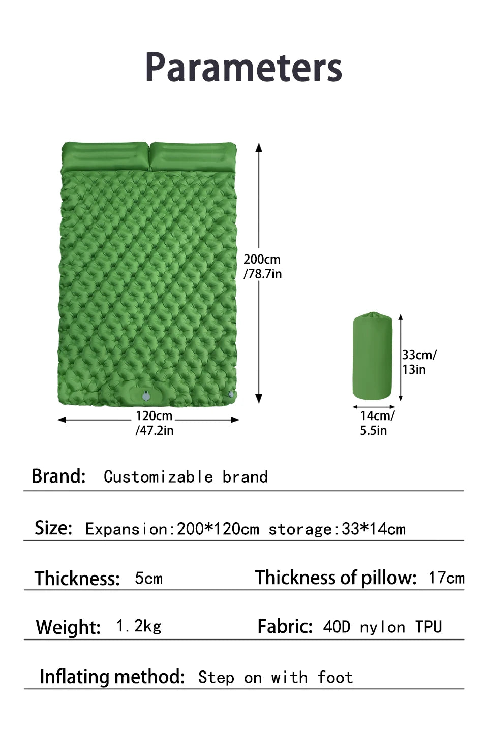 Double Camping Inflatable Mattress – Ultralight & Extra Wide Sleeping Pad