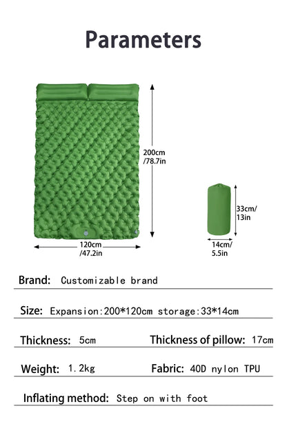 Double Camping Inflatable Mattress – Ultralight & Extra Wide Sleeping Pad