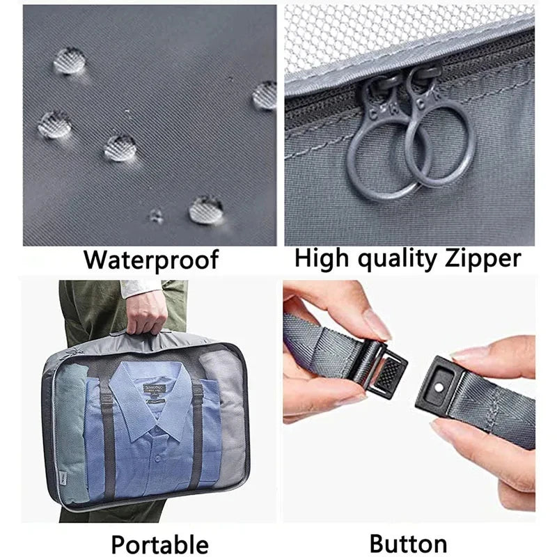 7PCS Travel Organizer Set – Packing Cubes for Clothes, Shoes & Luggage