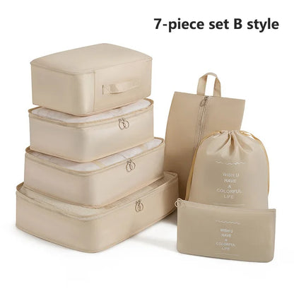 7PCS Travel Organizer Set – Packing Cubes for Clothes, Shoes & Luggage