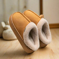 Winter Indoor Slippers – Thick Sole Faux Suede Anti-Slip House Shoes with Plush Lining