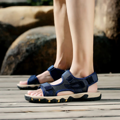 Men’s Thick-Soled Summer Sandals – Open-Toe Non-Slip Mesh Beach Shoes