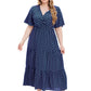 Plus Size Polka Dot V-Neck Boho Maxi Dress