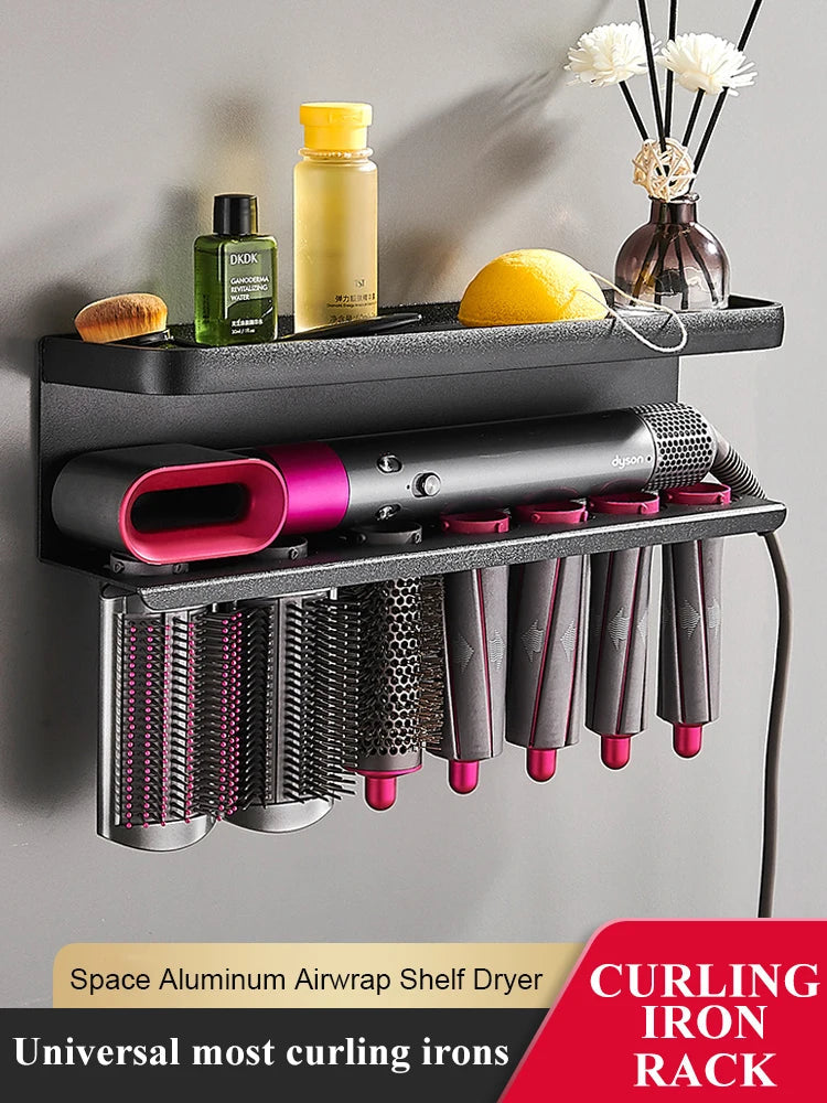 Wall-Mounted Hair Dryer & Styling Tool Organizer – Aluminium Rack Dealprice.co.uk