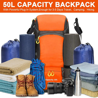 50L Waterproof Hiking Backpack – Lightweight Travel & Trekking Bag with Rain Cover Dealprice.co.uk