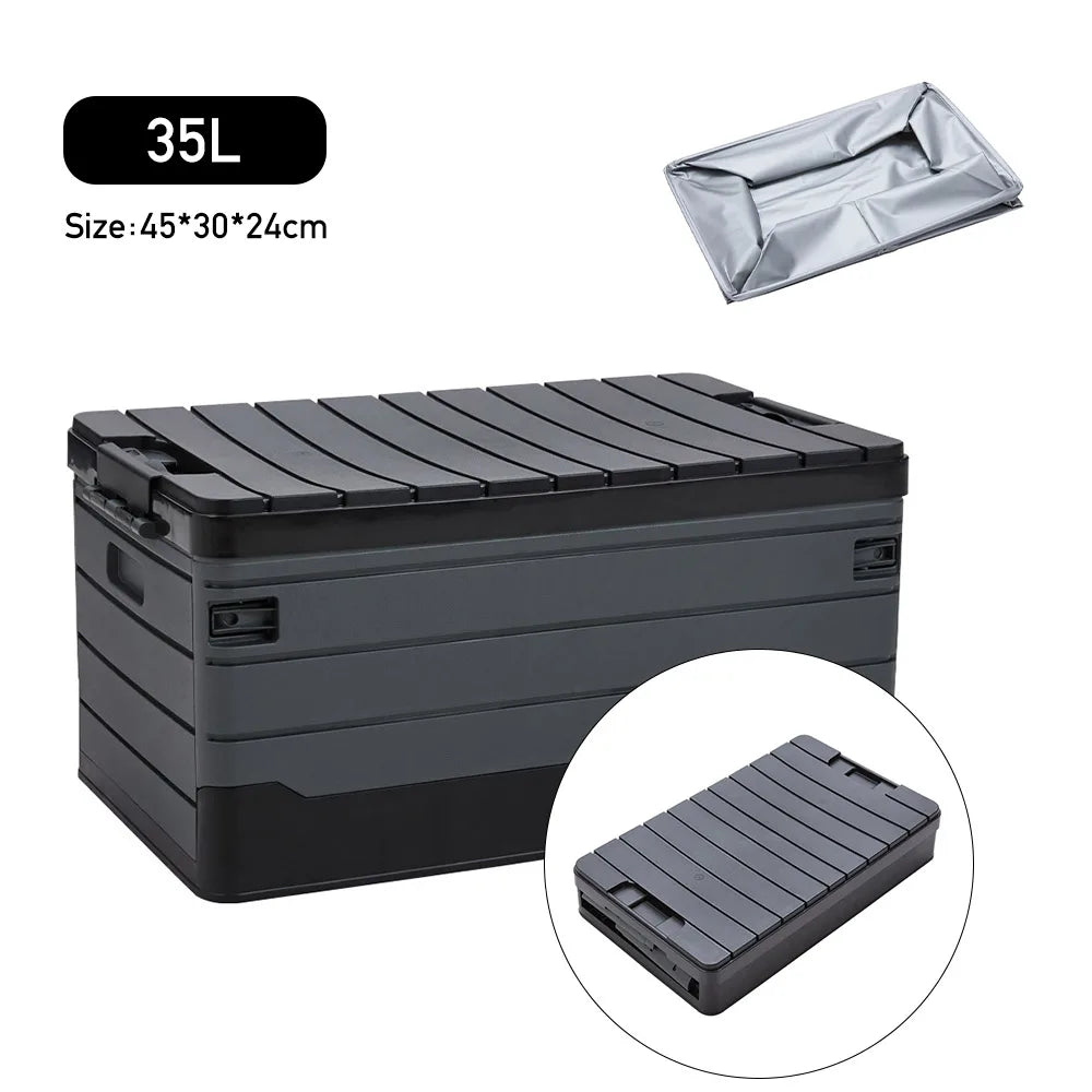 35L Foldable Camping & Car Storage Box – Waterproof with Lid