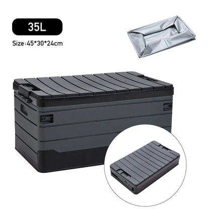 35L Foldable Camping & Car Storage Box – Waterproof with Lid