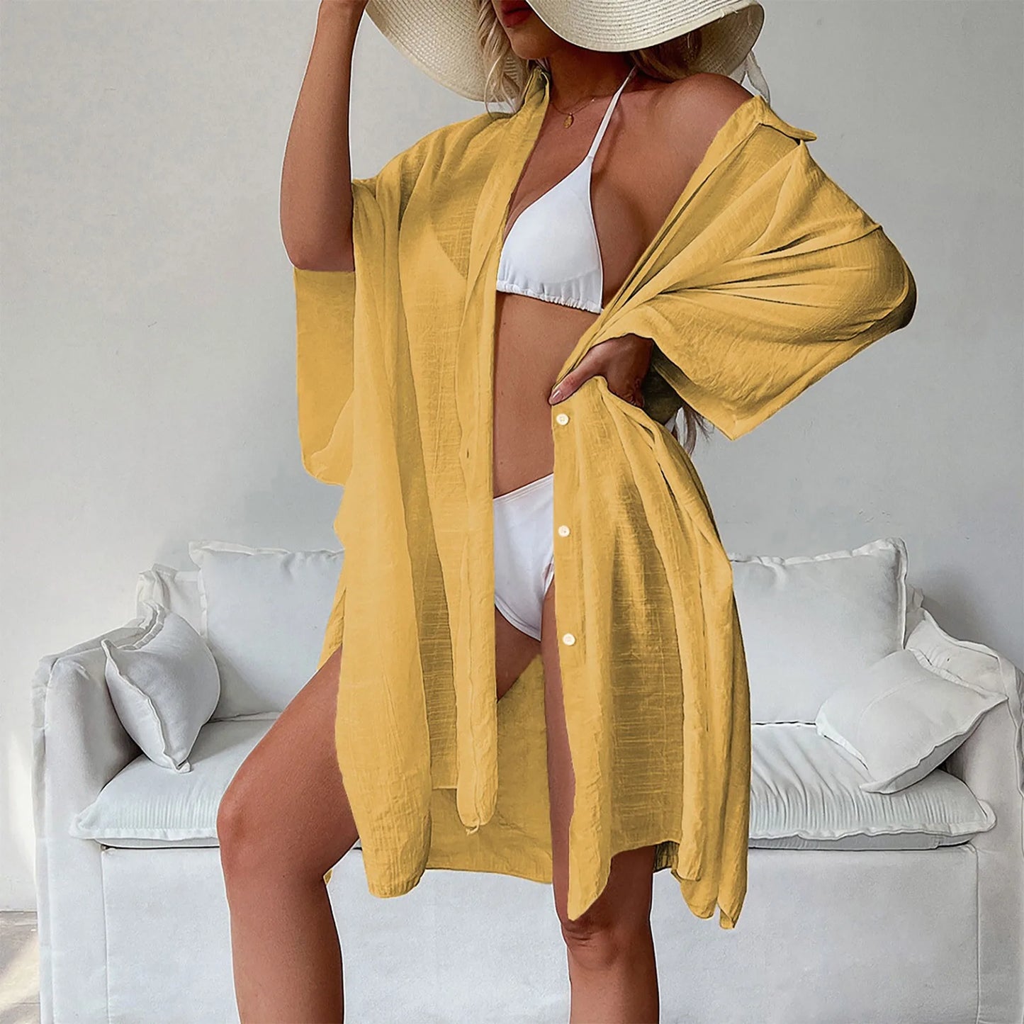Women's Loose Beach Cardigan – Bikini Cover-Up & Sunscreen Outerwear
