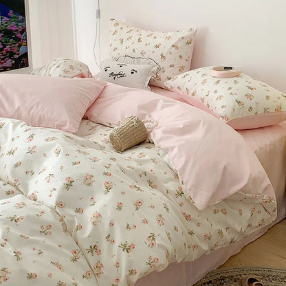 Pink Floral Duvet Cover Bedding Set – Ultra Soft Comfort Microfiber Bed cover