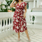Plus Size Boho Floral V-Neck A-Line Midi Dress