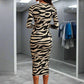 Bold & Wild: Zebra Print Plunge Bodycon Dress for Women