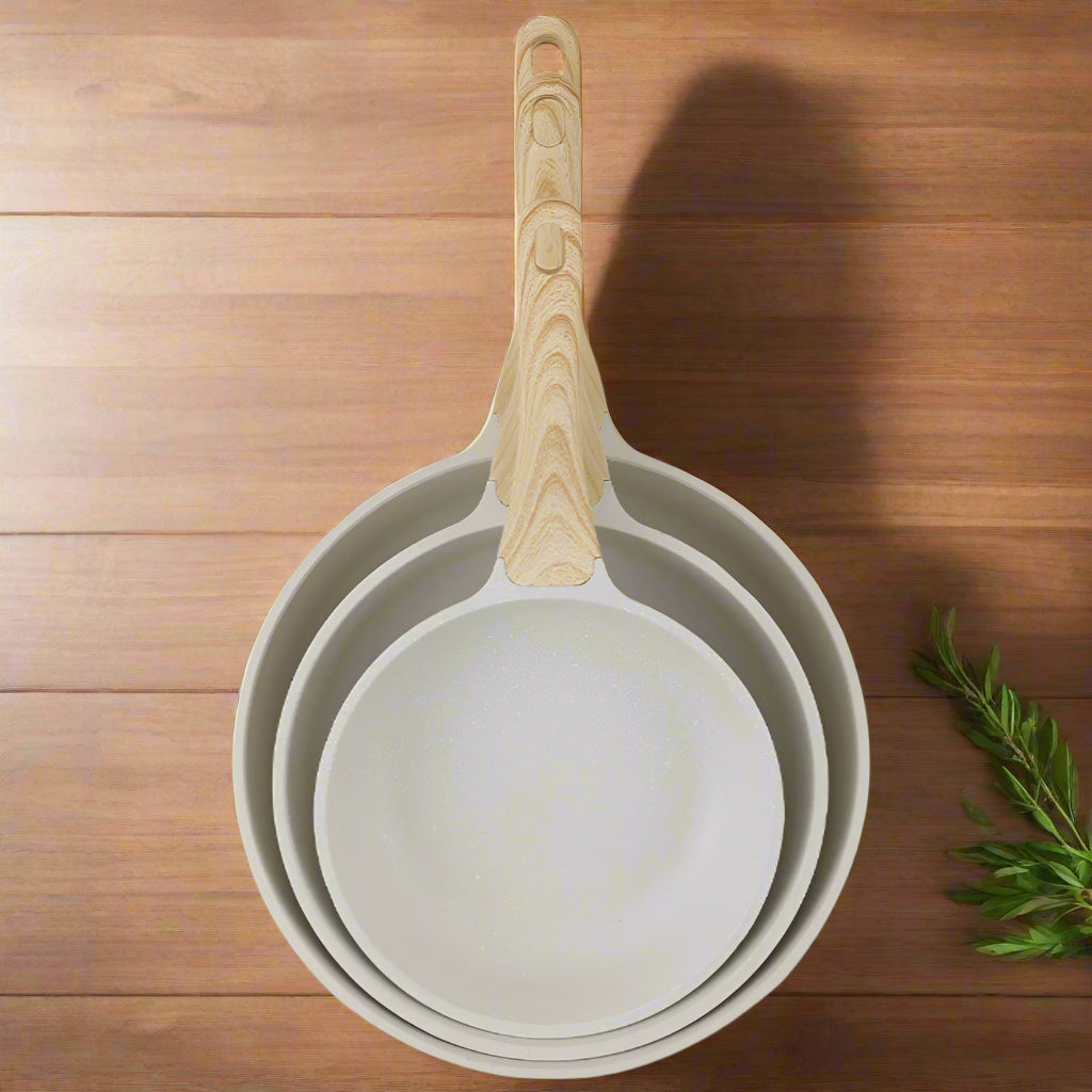 Medical Stone Ceramic Cookware for Gas & Induction - Non-Stick Wok Frying Pan