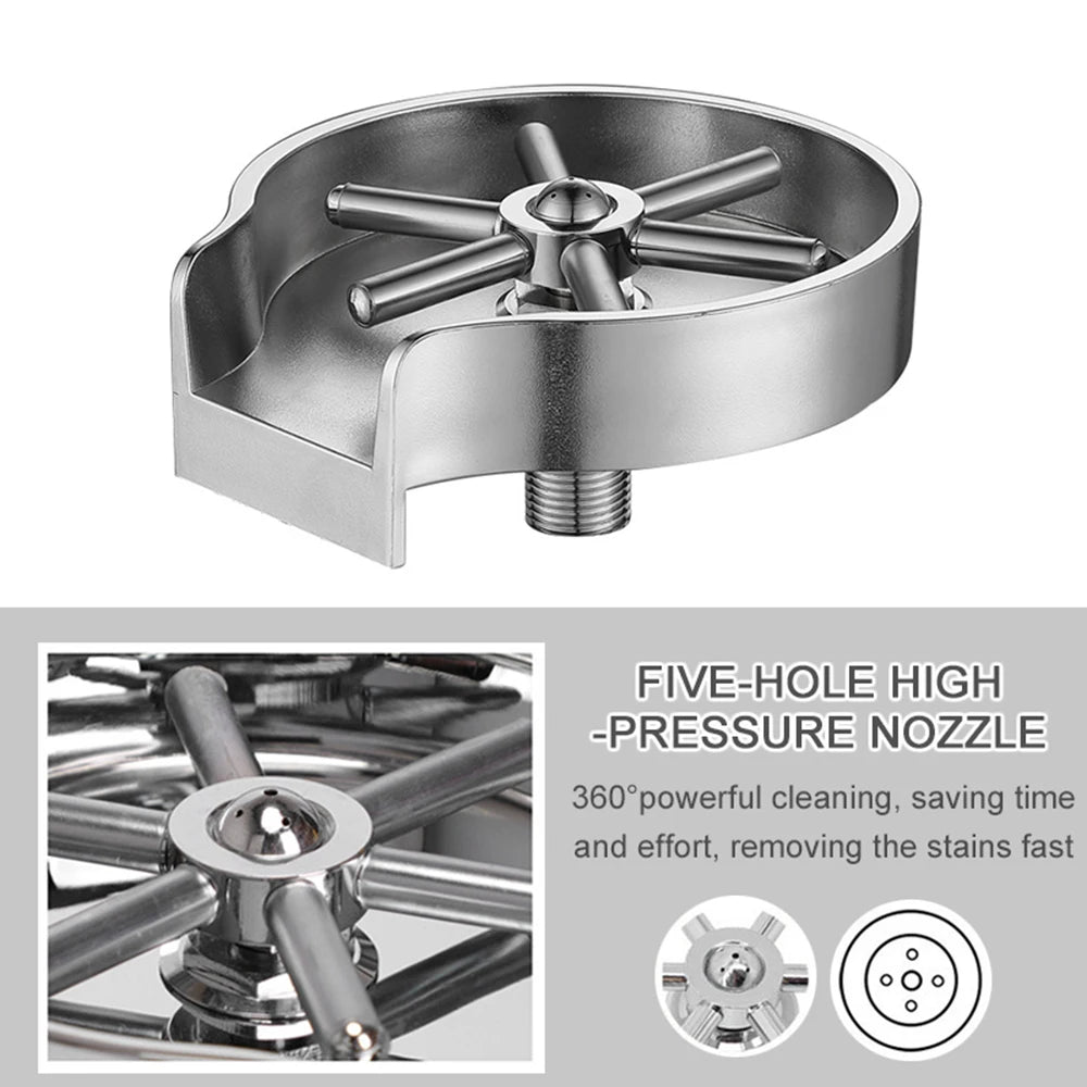 Glass Rinser for Kitchen Sink – Stainless Steel Bottle & Cup Washer Attachment