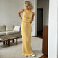Elegant Knitted Two-Piece Set – Sleeveless Turtleneck Vest & High Waist Skirt
