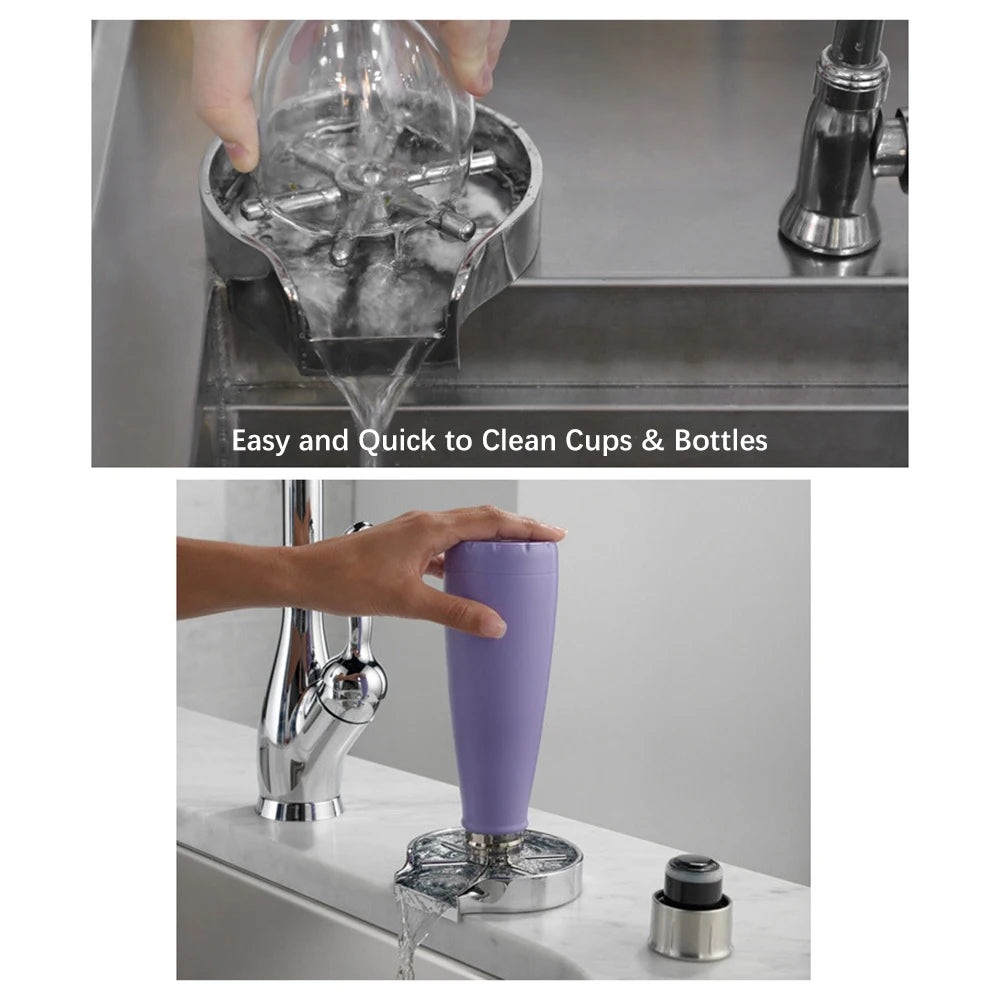 Glass Rinser for Kitchen Sink – Stainless Steel Bottle & Cup Washer Attachment