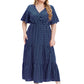 Plus Size Polka Dot V-Neck Boho Maxi Dress