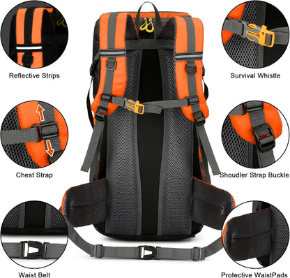 50L Waterproof Hiking Backpack – Lightweight Travel & Trekking Bag with Rain Cover Dealprice.co.uk