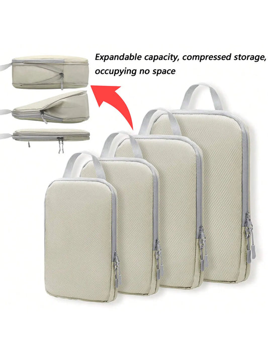 Travel Packing Cubes – Waterproof Compressible Luggage Organizer Set with Handbag