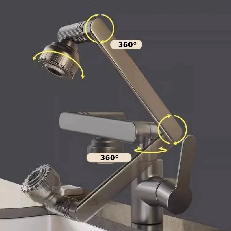 Rotating Robotic Arm Bathroom Tap –  360° Swivel Mixer Faucet for Basin & Sink